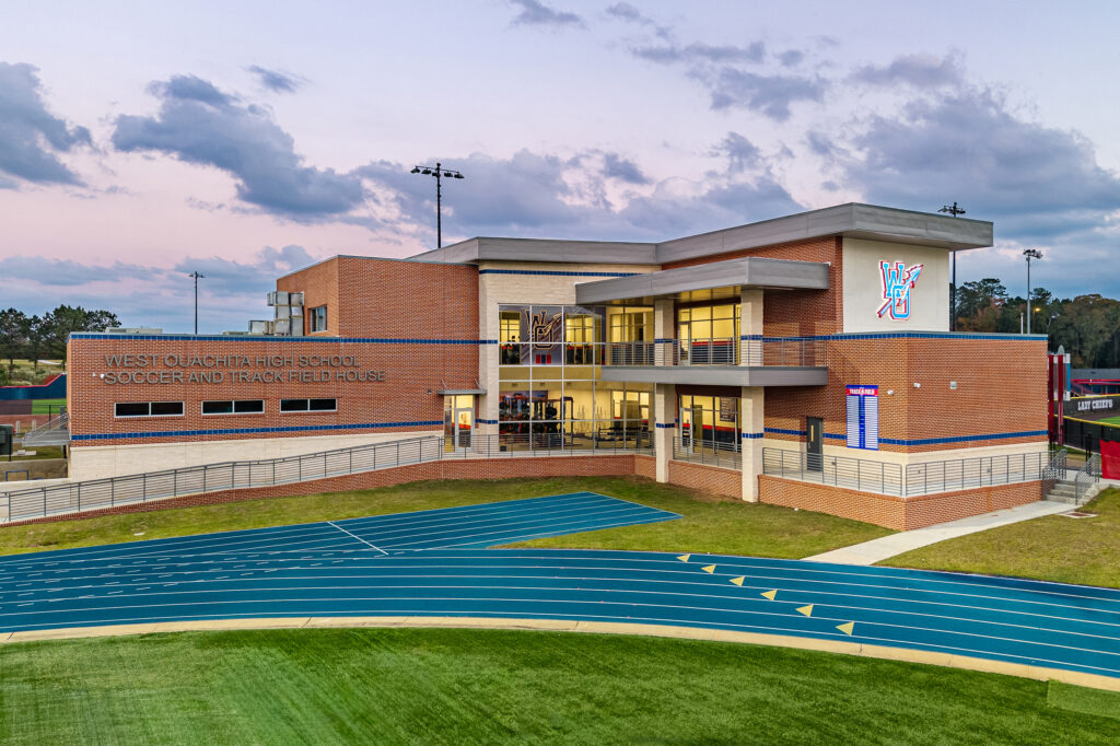 West Ouachita High School Soccer and Track Fieldhouse designed by TBA Studio